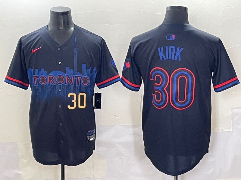 Men 2025 Toronto Blue Jays #30 Kirk Black Joint Name Nike MLB Jersey style 2